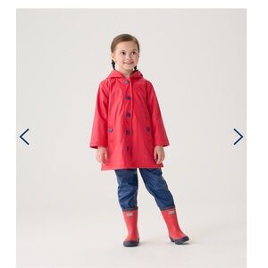 Hatley Red and Navy Button up rain jacket size 10